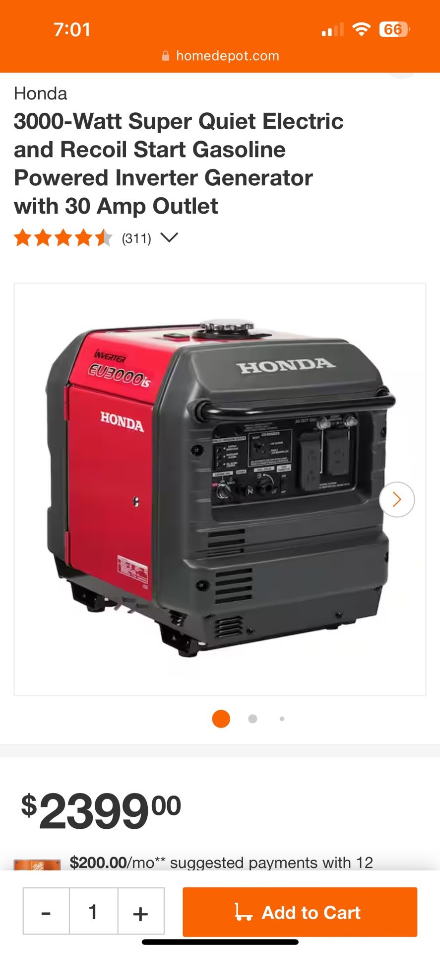 Honda EU3000IS generator