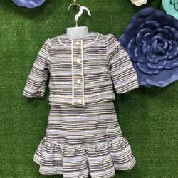 Janie And Jack 2 Piece Suit Dress Blue Striped Size 3T And 4T
