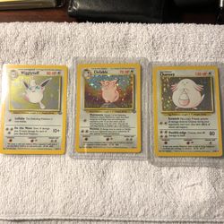 Pokémon Holo Rare Wigglytuff Clefable Chansey Pink Pokémon Normal Lot Really Shiny NM