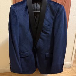 Navy Paisley Velvet Tuxedo Jacket Men’s 