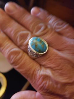 Mens no real torques silver plated ring size 9-10