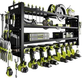32” Power Tool Organizer Wall Mount,4 Layers Large Capacity Tool Rack (BLACK/YELLOW)