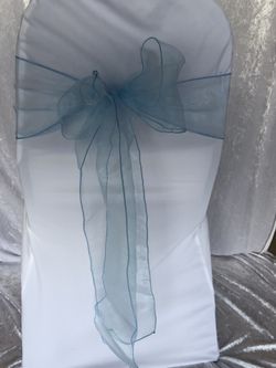 Light blue chair bow organza wedding decor decorations