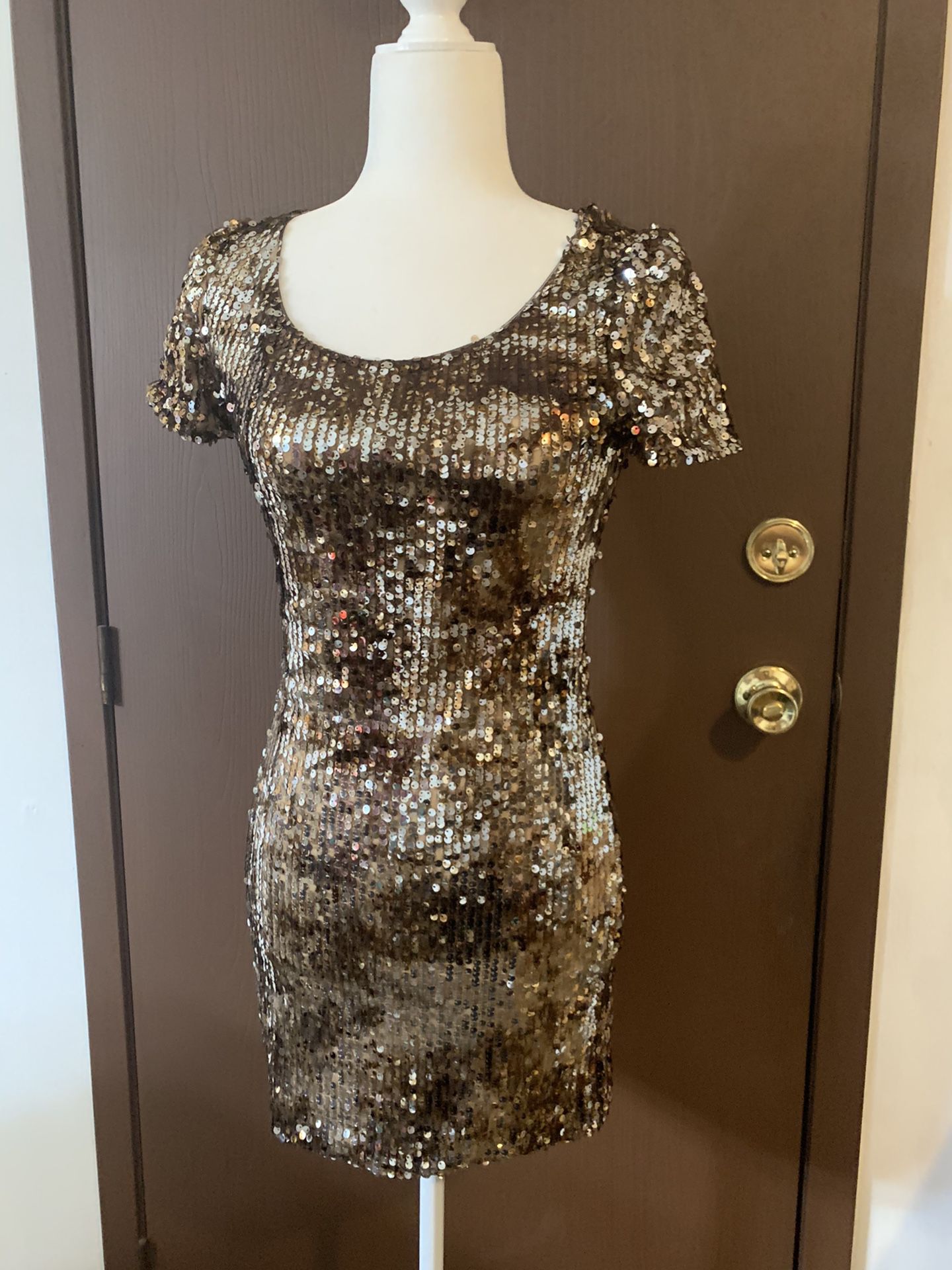 Forever 21 brown sequined mini dress small