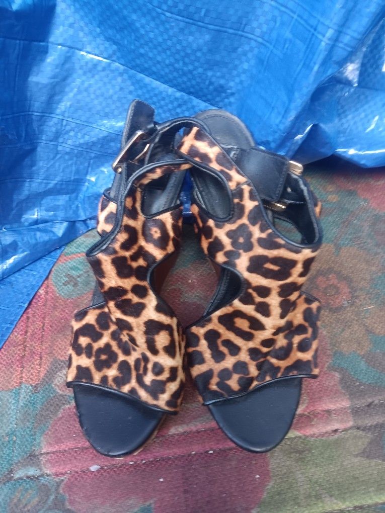 Used Micheal  Kors Cheetah  Wedges Size 9