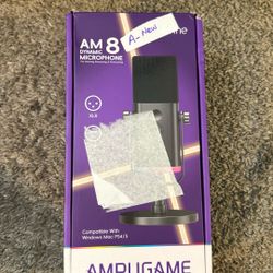 USB/XLR Dynamic Microphone for Podcast Recording, PC Computer Gaming Streaming Mic with RGB Light, Mute Button, Headphones Jack, Desktop Stand, Vocal 