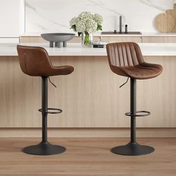 Beautiful  Lmeida Swivel Upholstered Adjustable Height Bar & Counter Stool With Metal Frame (Set Of 2)