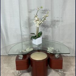 Accent Coffee Table With Pull-Out Stool 