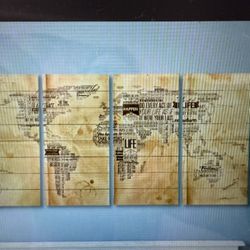 World Map Graphic Art Print On Wood