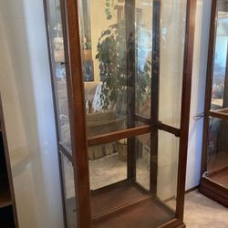 Set Of Two Matching Curio Cabinets With Glass Shelves 