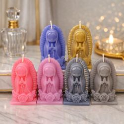 Mini Virgin Mary Beeswax Candle – 2” Handmade Devotional Decor