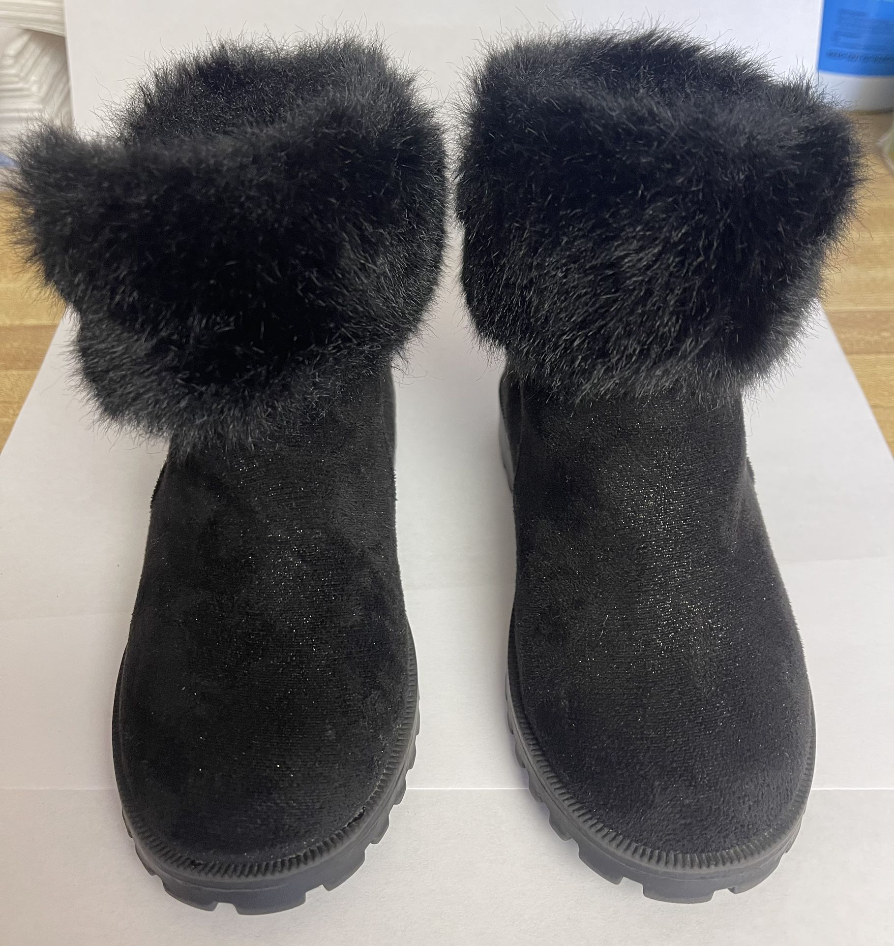 Kids Black Faux Fur Winter Boots