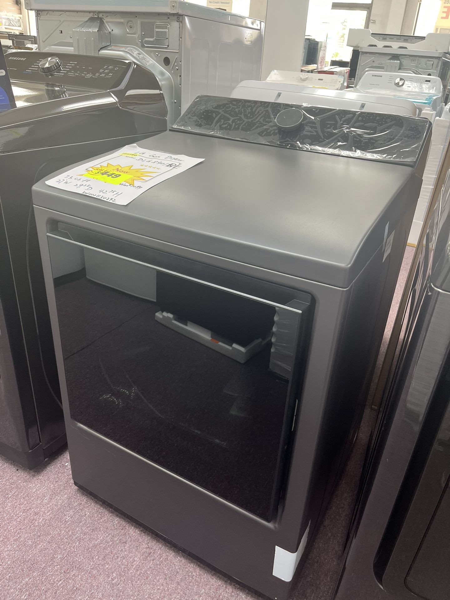 $100 Off! 7.3 Cb Ft Gas Dryer LG Black ThinQ WiFi