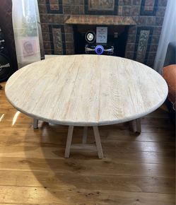 Round White Washed Pine Coffee Table