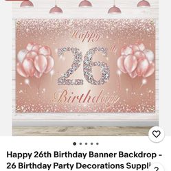 Happy 26th Birthday Banner Backdrop