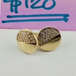 10K Solid Gold Earrings For Wedding CUBIC ZIRCONIUM STONES 