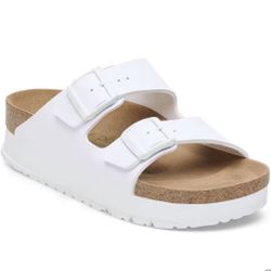 LIGHTLY WORN: Birkenstock Papillio Arizona PAP Flex Platform Birko-Flor - White Size 38 
