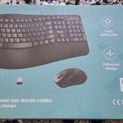 Wireless Keyboard & Mouse Combo – Ergonomic, Full Size, Silent Mouse (Brand New)