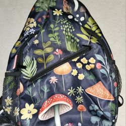 Mushroom Crossbody Bag Backpack Multi Zippers Bottle Holders