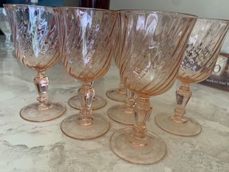 7 Vintage Pink swirls Drinking Glasses