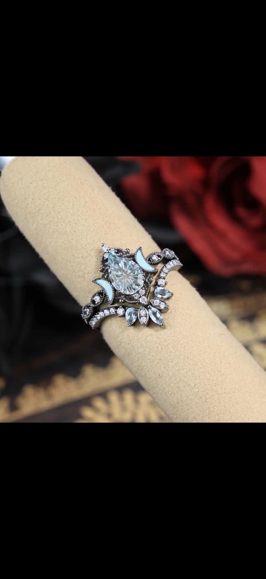 StarlandUS Ultra Galaxy Aquamarine Centerstone Ring