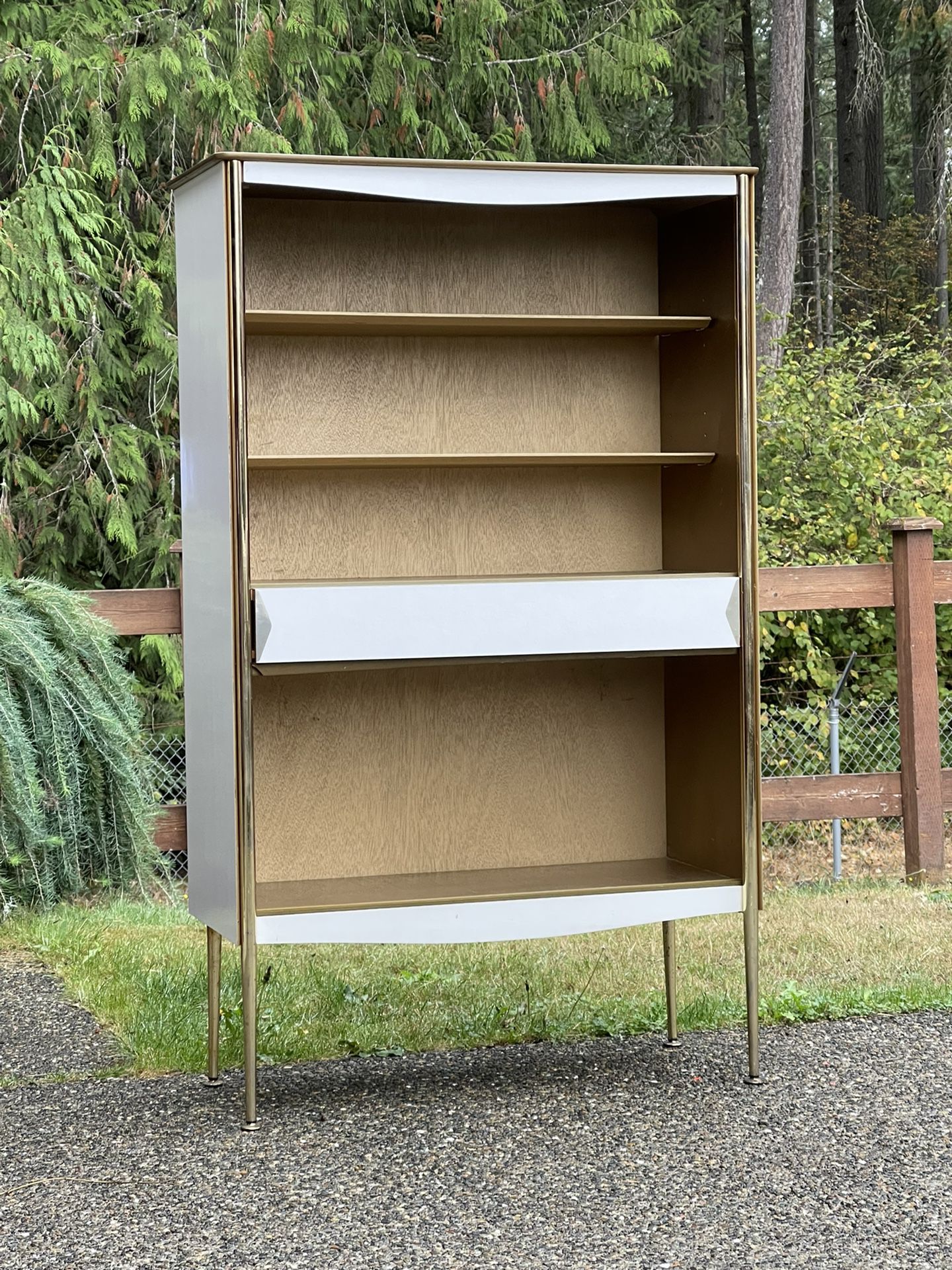 Vintage Mid-Century Modern Industrial  Bookcase Display Cabinet 