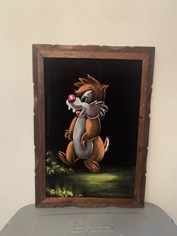 1970s Style Disney Vintage Velvet Painting - Dale