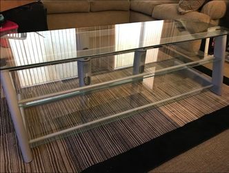 TV Stand : Large elegant Bell'O 3 level glass tv stand media center with cord management