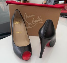 Christian Louboutin Very Privé 120 Black/Red Peep Toe Pumps – EU 36