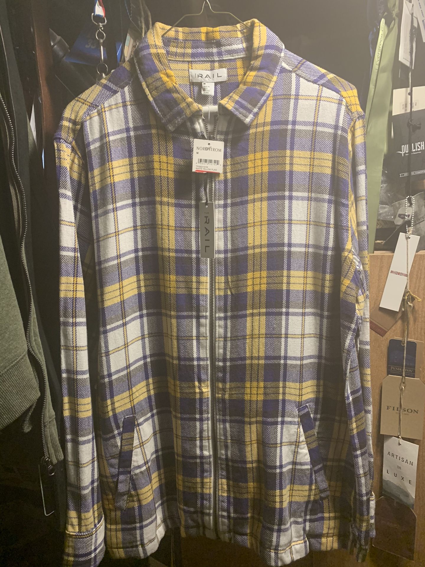 Men’s Nordstrom Rail Long Sleeve Zipper Plaid Shirt M/L