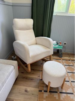 Boucle Nursery Rocking Chair w/ Matching Glider