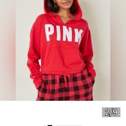 NWT Victorias Secret Pink Cropped Hoodie **RED XL**