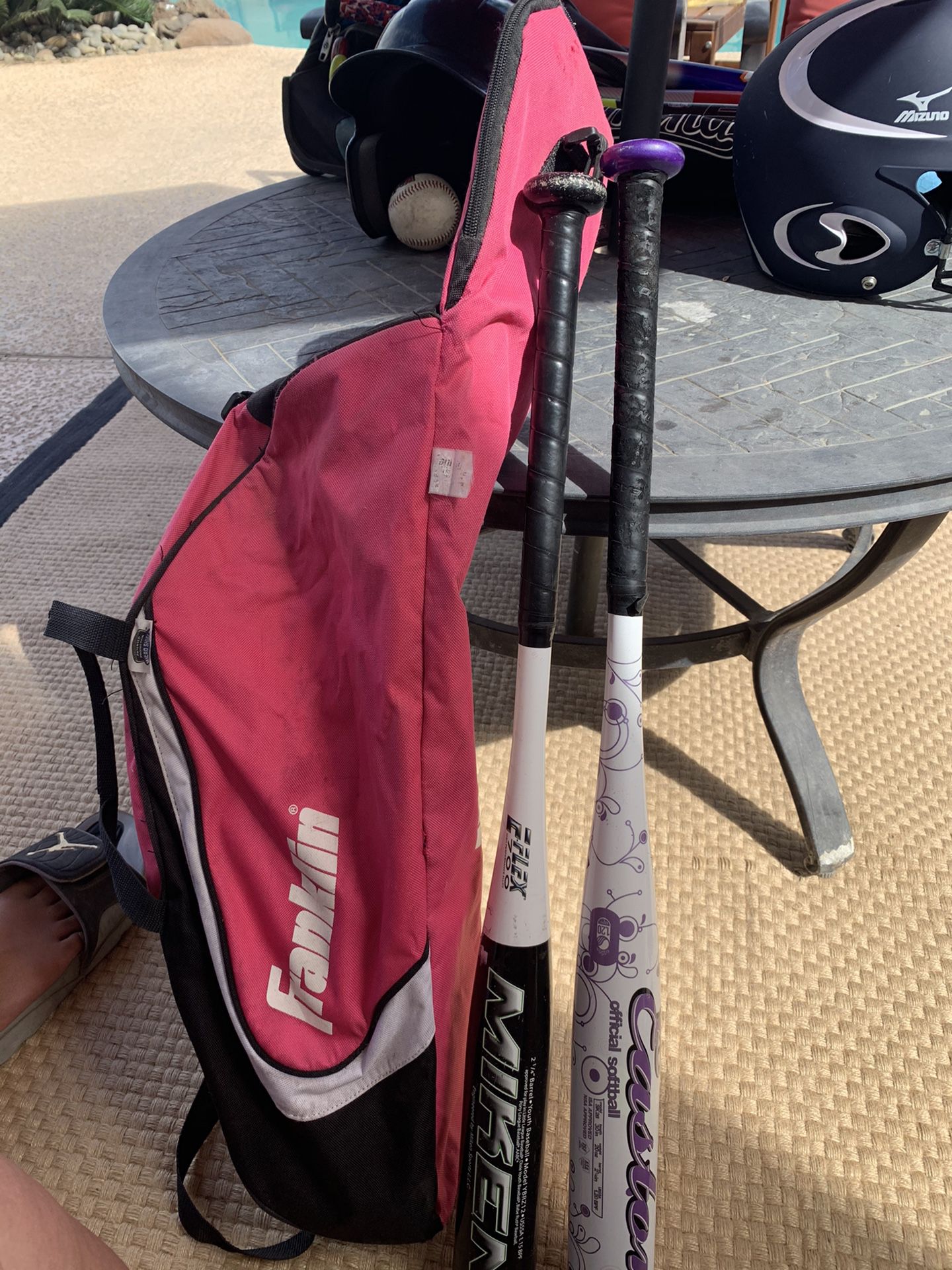 Youth baseball bats x 2 and bag