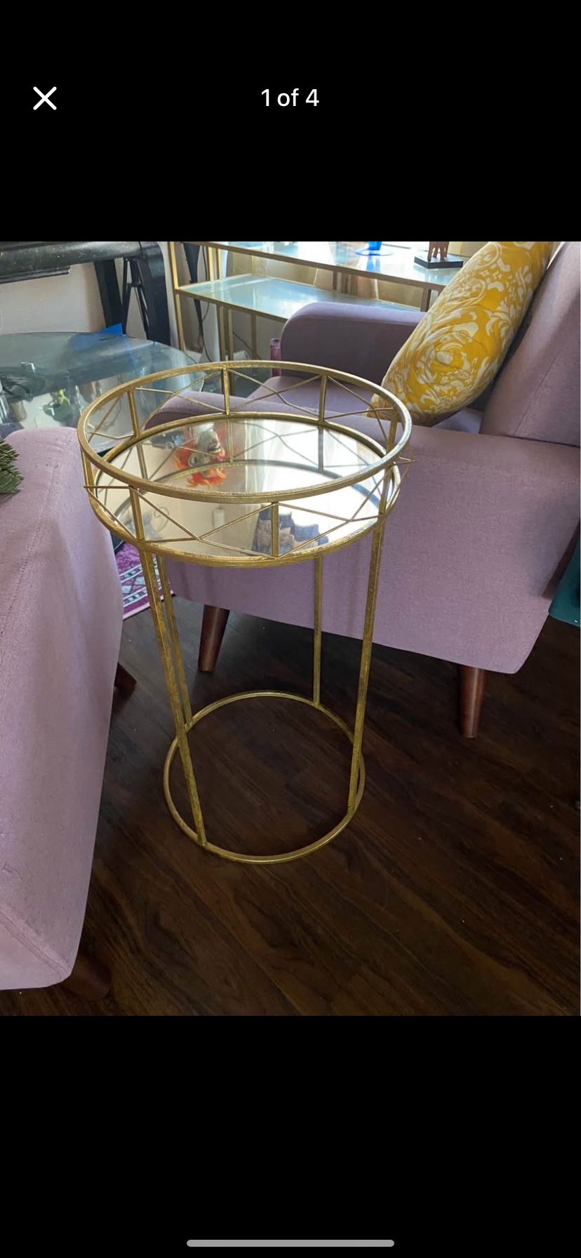 Gold Mirror End Table 