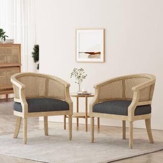 SET OF 2 SOLID WOOD CHARCOAL GREY ACCENT CHAIRS ( BRAND NEW AND ASSEMBLED )