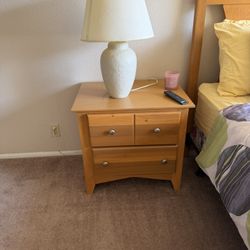 Wood Side Table With Drawers