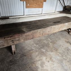 Vintage Old Wood Work Table 12 Feet Long