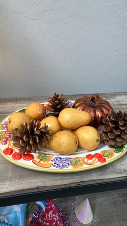 Large Autumn Harvest Ceramic Serving & Decor Platter (12x16)