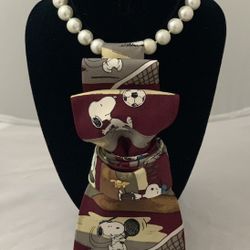 Necktie Necklace Novelty Snoopy Faux Pearl Choker