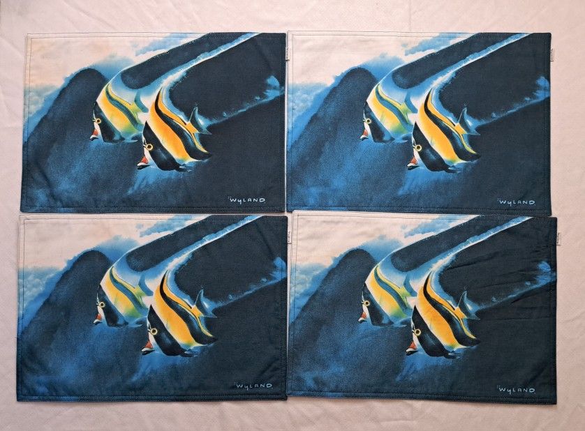 Wyland Studios Placemats Angelfish/Moorish Idol Fish Sea Life Set of 4