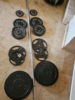 Olympic Barbell with Weight Plates Set