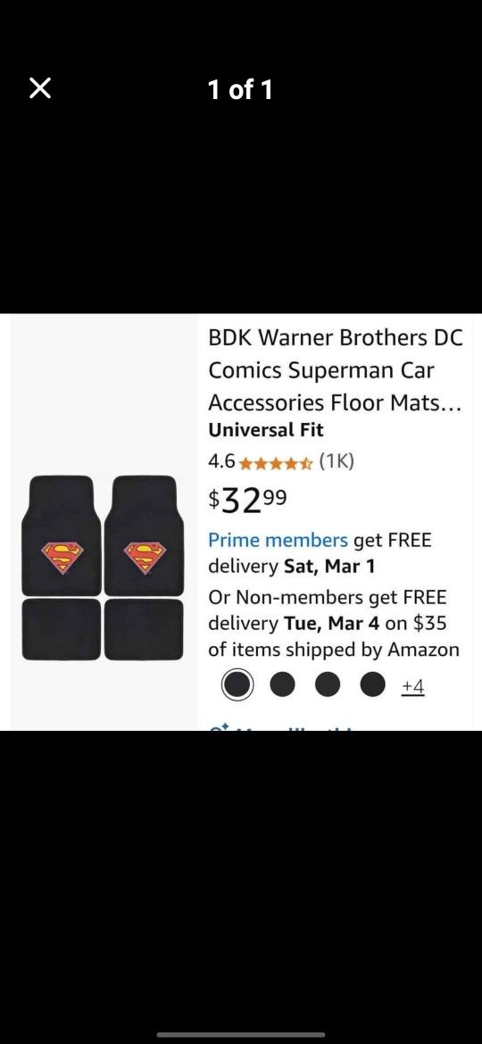 Superman carpet car mats brand new $25 price firm