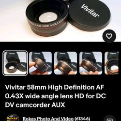 Vivitar 58mm HD AF 0.43X Wide Angle Lens – Online $35
