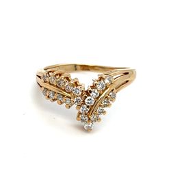 14Kt Yellow Gold Diamond V Shape Ring 3.90g .52CTW Size 7.75 I-1055