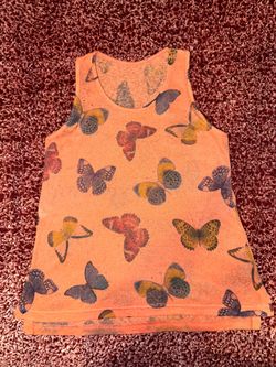 Toque de Cor Vintage Butterfly Print Tank Top (Size Small)