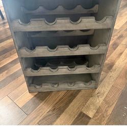 Wine Cabinet Rack Solid Wood Gray 21”H x 16.25”W x 12.25” D