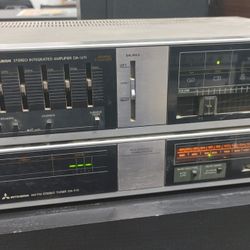 Vintage Mitsubishi AM/FM Stereo Tuner DA-F15 & Stereo Integrated Amplifier DA-U15 Stack Audiophile Components Tested & Working!