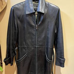 Vintage Women’s Super Soft Leather Black Jacket  Hip Length Car Coat