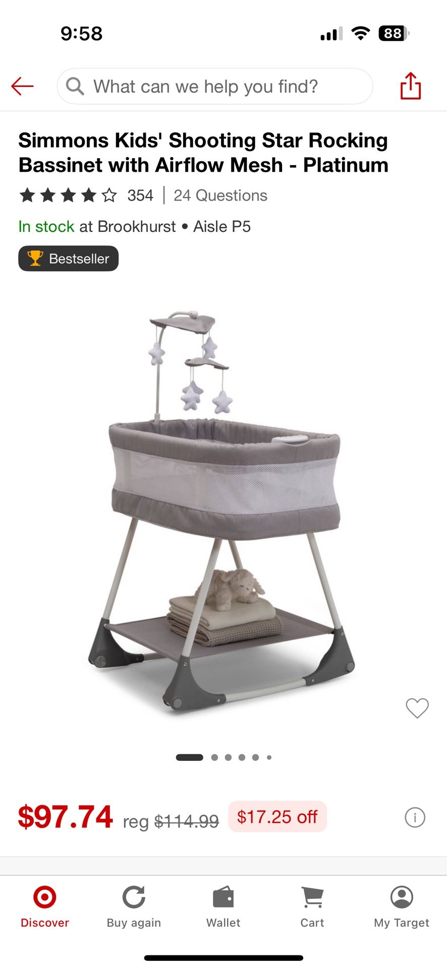 Simmons Kids Bedside Bassinet