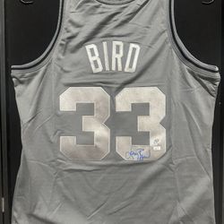 Larry Bird Signed Celtics Silver M&N Hardwood Classics Swingman Jersey